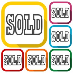 Sold Sign, icons set with long shadow