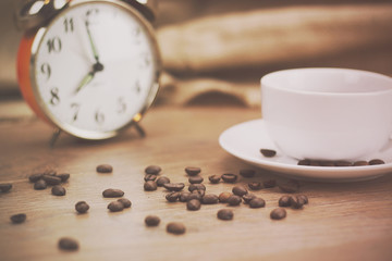 Coffee cup against a rustic background