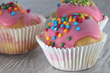 Cupcakes on a wooden table