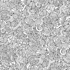 Easter doodles vector seamless pattern
