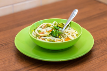 Chicken soup with macaroni