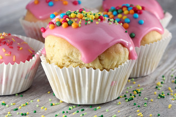 Cupcakes on a wooden table