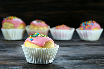 Cupcakes on a wooden table