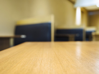 Table top with Blurred Restaurant Seats interior background