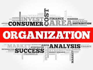 Organization word cloud, business concept
