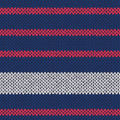 Seamless knitted pattern with red white stripes