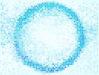 Round Square Pixel Mosaic Vector Banner. Abstract Lights