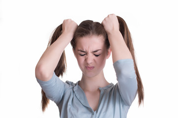 Portrait of stressed young girl