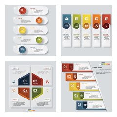 Collection of 4 design colorful presentation template. Vector Background. For your idea and presentation.