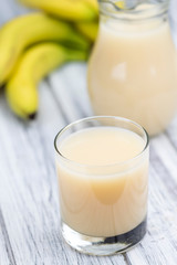 Glass with fresh made Banana juice