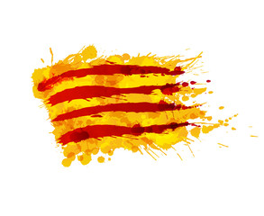 Flag of  Catalonia made of colorful splashes - obrazy, fototapety, plakaty