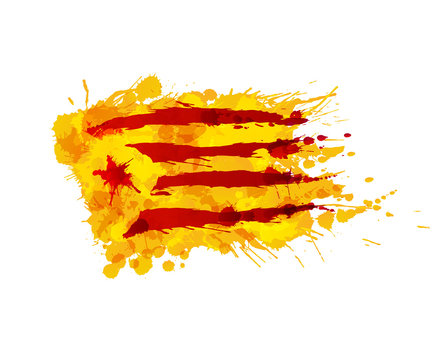 Catalonia Estrelada flag made of colorful splashes
