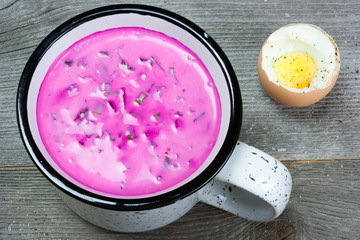 Cold soup with beet leaves