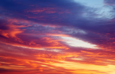 Fiery orange sunset sky. Beautiful sky.