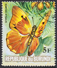 Fototapeta na wymiar REPUBLIC OF BURUNDI - CIRCA 1968: A stamp printed in Burundi shows a series of images 