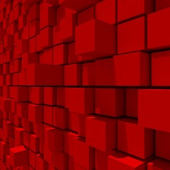 3d rendering of red cubic random level background.