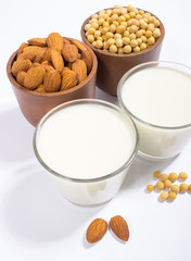 Different vegan milk - vegan food and drink.