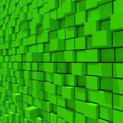 3d rendering of green cubic random level background.