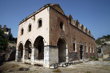 Fototapeta premium Karmylassos / Kayakoy is an abandoned village in Fethiye and nearly Oludeniz. Today Kayakoy village serves as a museum and is a historical monument.