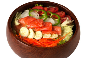 Salad bowl with smoked salmon
