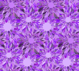 Seamless floral pattern with violet guilloche flowers. Charoite crystal seamless guilloche pattern or background
