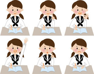 生徒　制服　女子　表情　バリエーション