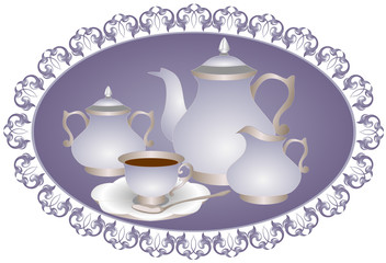 Vector set of utensils for tea or coffee.