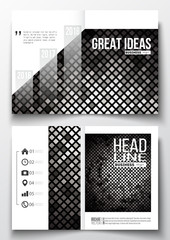 Set of business templates for brochure, magazine, flyer, booklet or annual report. Abstract polygonal background, modern stylish sguare design silver vector texture