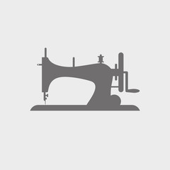 Sewing machine icon vector. Silhouette on white background