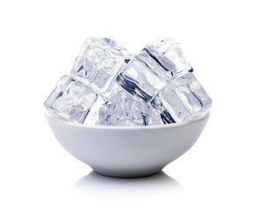  ice cubes in the bowl on white background.