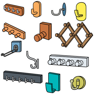 Vector Set Of Wall Coat Rack And Coat Hook