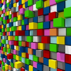 3d rendering of colorful cubic random level background.