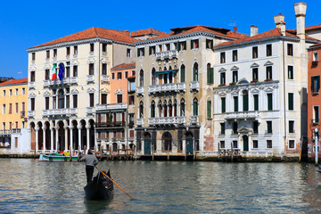 Traditional Gondola on a Venice canal