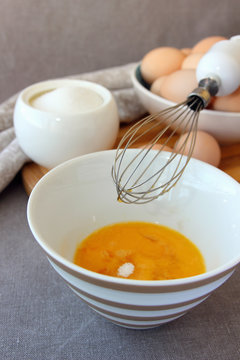 Preparation of a cooking recipe of eggs..