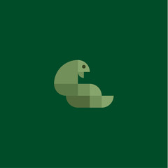 Green snake cobra minimalism of squares geometrically flat style design high-quality logo illustrations