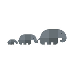 Family of elephants kept each other in flat geometric illustration modern vector icon design