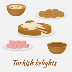 Common desserts. Turkish delights.Traditional food of Turkish cuisine.