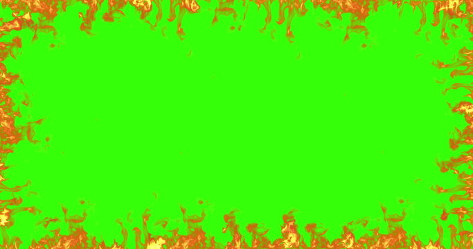 frame of real fire flames burn movement on chroma key, green screen background loop seamless ready