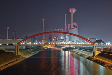 Single-Shot HDR of a coal-fired power plant at the shore of the Rhine as seen from a footbridge in Mannheim in Germany.