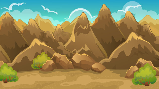 Background Of Mountains And Shrub