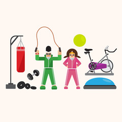 People training exercise bikes and cardio fitness vector illustration