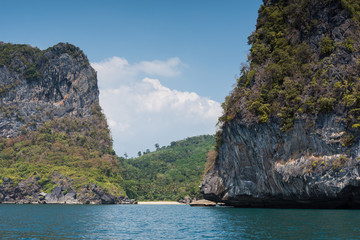 Mountain island on the sea blue sky