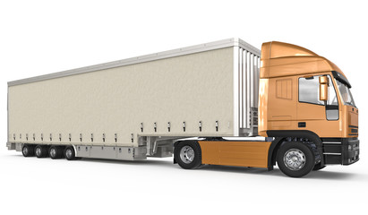 Isolated semi-trailer truck on white background