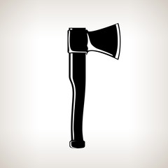 Axe, Silhouette Modern  Hatchet on a Light  Background, Agricultural Tool Ax , Garden Equipment, Black and White Vector Illustration