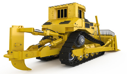 rack-type loader bulldozer excavator isolated