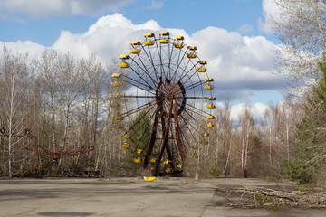 UKRAINE. Chernobyl Exclusion Zone. - 2016.03.19. Abandoned amusement park in the Pripyat city