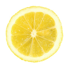 A slice of lemon on a white background