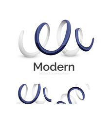 Abstract 3d swirl ribbon logo template with business card corporate identity design