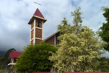 Samosir Island Plants and Church.
