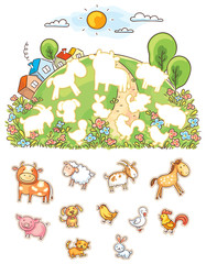 Animals and their shapes matching game